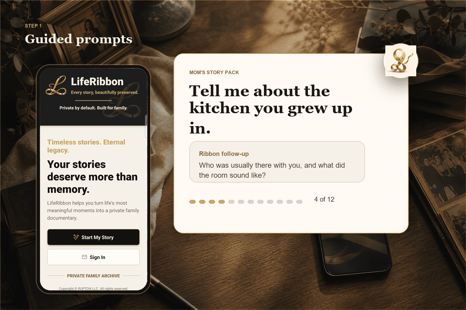 Life Ribbon guided prompt example with a real app screen and Ribbon follow-up question