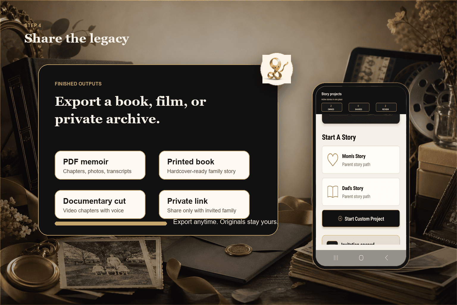 Life Ribbon review example with archive, PDF, book, and private sharing options